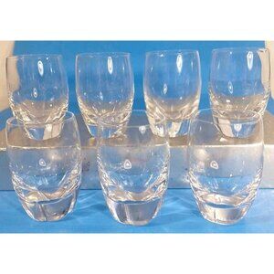 6 Signed Lalique Highlands 4" Old Fashioned Whiskey Glasses Or Flat Wine